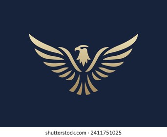 Flying eagle logo design. Vector illustration. Stylized bird logotype.