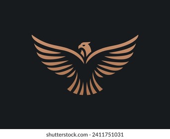 Flying eagle logo design. Vector illustration. Stylized bird logotype.