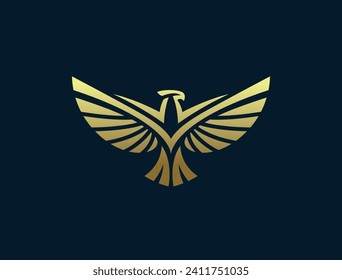 Diseño del logo del águila voladora. Ilustración vectorial. Logotipo de ave estilizada.