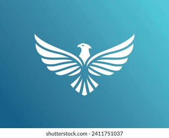 Flying eagle logo design. Vector illustration. Stylized bird logotype.