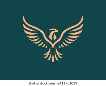 Flying eagle logo design. Vector illustration. Stylized bird logotype.