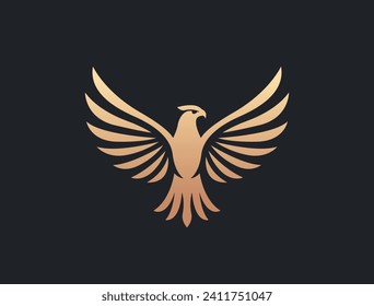 Flying eagle logo design. Vector illustration. Stylized bird logotype.