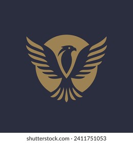 Flying eagle logo design. Vector illustration. Stylized bird logotype.