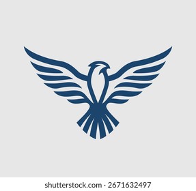 Flying eagle logo design. Vector illustration. Stylized bird logotype.