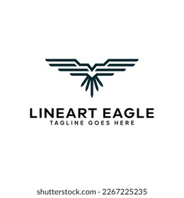 Logo de águila voladora, estilo de arte de línea.