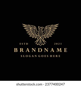 flying eagle logo. outline style flying eagle logo
