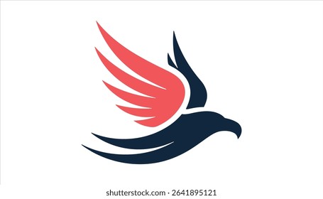 Flying Eagle Logo Vector. Abstract Red and Blue Bird Icon for Branding and Design.	