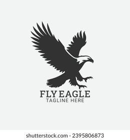 ilustración de silueta vectorial del logotipo del águila volante, elemento gráfico del logotipo del ave fénix animal, diseño de iconos