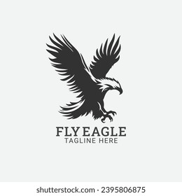 flying eagle logo vector silhouette illustration, animal phoenix bird logo graphic element, icon design