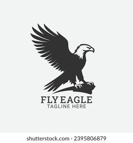 flying eagle logo vector silhouette illustration, animal phoenix bird logo graphic element, icon design