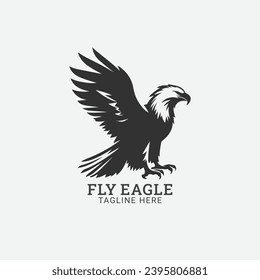 flying eagle logo vector silhouette illustration, animal phoenix bird logo graphic element, icon design