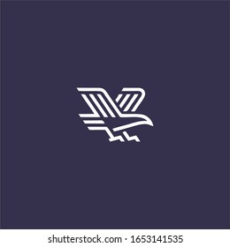 flying eagle logo vector in white color