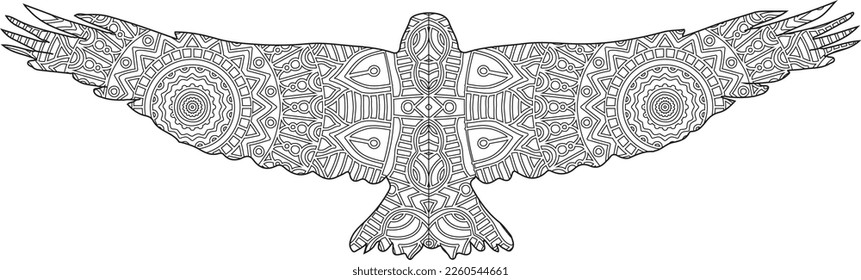  Flying eagle mandala coloring page