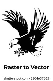 flying eagle raster to vector on white background