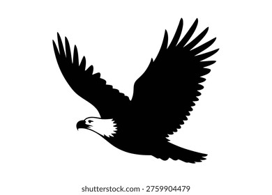 Flying eagle silhouette icon, symbol of freedom and power