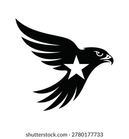 Flying Eagle Silhouette with Star Cutout Vector