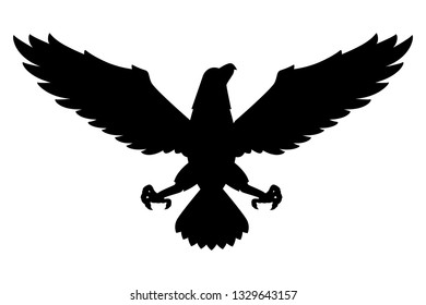 Flying eagle silhouette vector, animal on white background