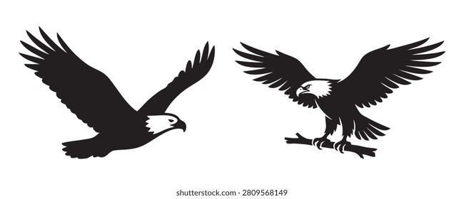 Flying Eagle Silhouettes Collection Vector Set