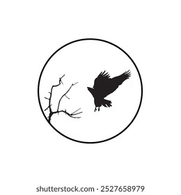 Flying eagle silhouettes vector with a white background