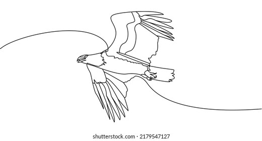Flying Eagle Single Continuous Line Art Design Decoration Vector