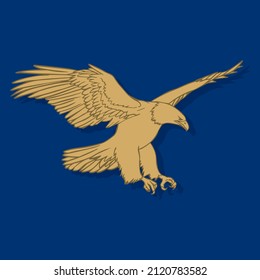 flying eagle soaring vector illustration claws and power blue background
