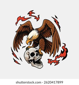 Flying Eagle Tattoo Holding Skull