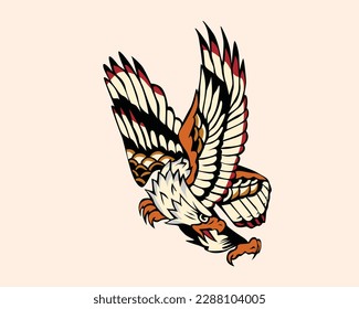 Flying Eagle tattoo illustration vector art