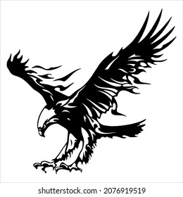 flying eagle tattoo vector illustration