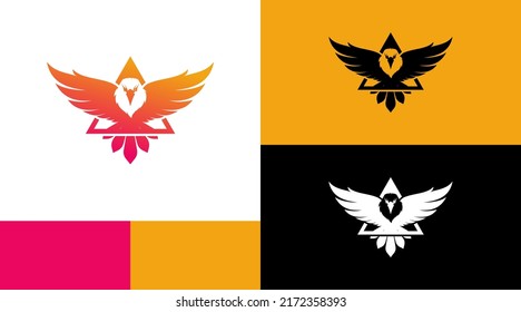 Flying Eagle with Triangle Logo Design Concept 