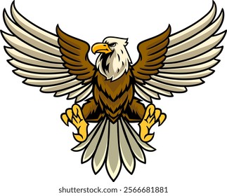 Flying Eagle Vector Cartoon Character Illustration