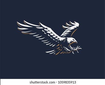 The flying eagle. Vector emblem.