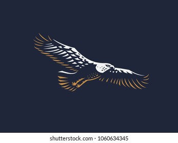 The flying eagle. Vector emblem.