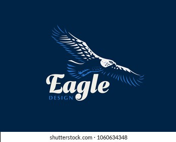 The flying eagle. Vector emblem.