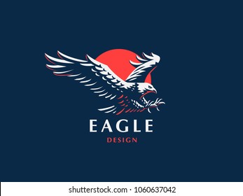 The flying eagle. Vector emblem.