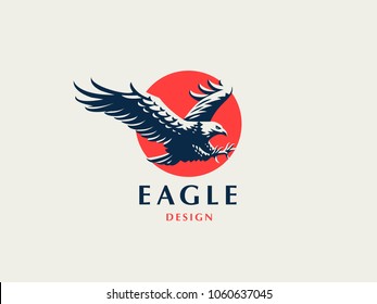 The flying eagle. Vector emblem.