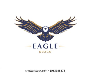 The flying eagle. Vector emblem.