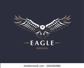 The flying eagle. Vector emblem.