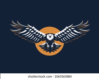 The flying eagle. Vector emblem.