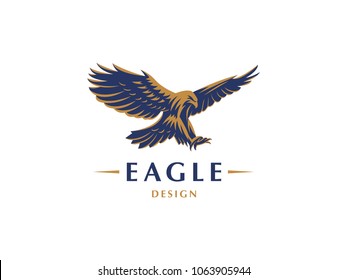 The flying eagle. Vector emblem.