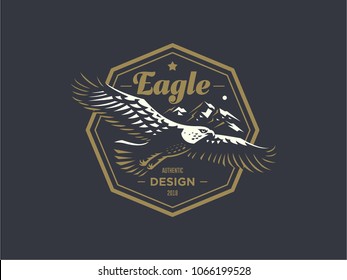 The flying eagle. Vector emblem.