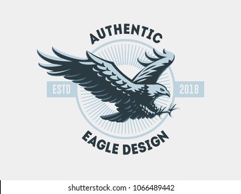 The flying eagle. Vector emblem.