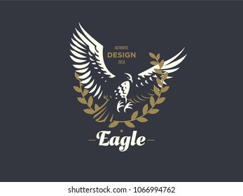 The flying eagle. Vector emblem.