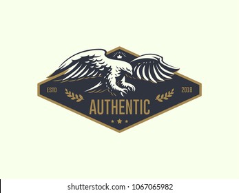 The flying eagle. Vector emblem.