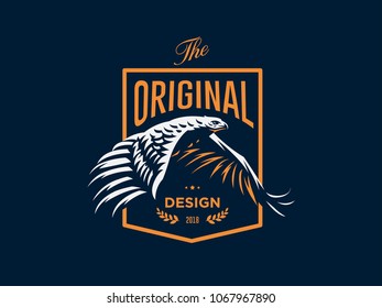 The flying eagle. Vector emblem.
