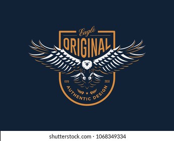 The flying eagle. Vector emblem.