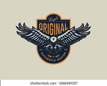 Flying Eagle Vector Emblem Stock Vector (Royalty Free) 1068349334