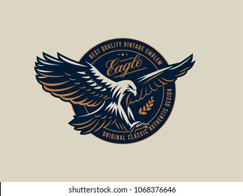 The flying eagle. Vector emblem.