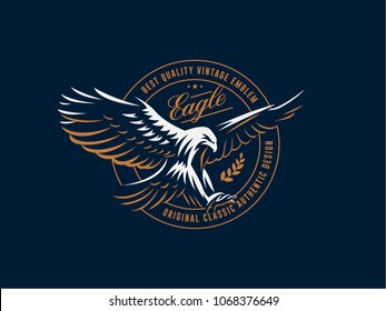 The flying eagle. Vector emblem.