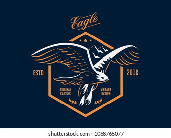 The flying eagle. Vector emblem.