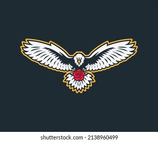 The flying eagle. Vector emblem.
